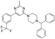 4-(4-BENZHYDRYL-PIPERAZIN-1-YL)-2-METHYL-6-(3-TRIFLUOROMETHYL-PHENYL)-PYRIMIDINE 结构式