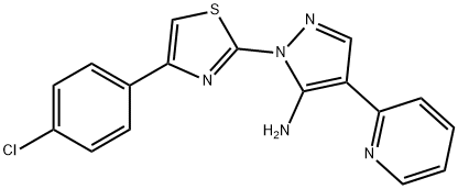 1-[4-(4-CHLOROPHENYL)-1,3-THIAZOL-2-YL]-4-(2-PYRIDINYL)-1H-PYRAZOL-5-AMINE 结构式