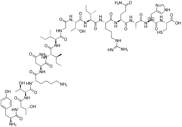 H-TYR-THR-THR-LYS-ASN-ILE-ILE-GLY-THR-ILE-ARG-GLN-ALA-HIS-CYS-OH 结构式