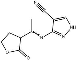 5-([(E)-1-(2-OXOTETRAHYDRO-3-FURANYL)ETHYLIDENE]AMINO)-1H-PYRAZOLE-4-CARBONITRILE 结构式