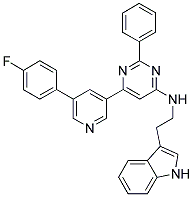 (6-[5-(4-FLUORO-PHENYL)-PYRIDIN-3-YL]-2-PHENYL-PYRIMIDIN-4-YL)-[2-(1H-INDOL-3-YL)-ETHYL]-AMINE 结构式