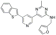 6-[5-(1-Benzothien-2-yl)pyridin-3-yl]-N-(2-furylmethyl)-2-methylpyrimidin-4-amine 结构式