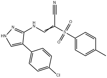 (Z)-3-([4-(4-CHLOROPHENYL)-1H-PYRAZOL-5-YL]AMINO)-2-[(4-METHYLPHENYL)SULFONYL]-2-PROPENENITRILE 结构式