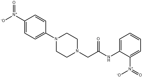 N-(2-NITROPHENYL)-2-[4-(4-NITROPHENYL)PIPERAZINO]ACETAMIDE 结构式