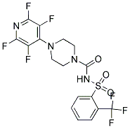 4-(2,3,5,6-TETRAFLUOROPYRIDIN-4-YL)-N-{[2-(TRIFLUOROMETHYL)PHENYL]SULFONYL}PIPERAZINE-1-CARBOXAMIDE 结构式