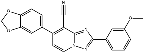 7-(苯并[D][1,3]二氧戊环-5-基)-2-(3-甲氧基苯基)-[1,2,4]三唑并[1,5-A]吡啶-8-甲腈 结构式
