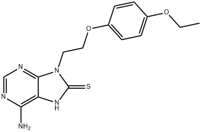 6-AMINO-9-[2-(4-ETHOXYPHENOXY)ETHYL]-9H-PURINE-8-THIOL 结构式