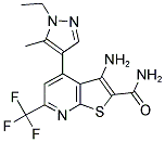 3-AMINO-4-(1-ETHYL-5-METHYL-1H-PYRAZOL-4-YL)-6-TRIFLUOROMETHYL-THIENO[2,3-B]PYRIDINE-2-CARBOXYLIC ACID AMIDE 结构式