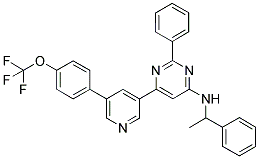 (1-PHENYL-ETHYL)-(2-PHENYL-6-[5-(4-TRIFLUOROMETHOXY-PHENYL)-PYRIDIN-3-YL]-PYRIMIDIN-4-YL)-AMINE 结构式