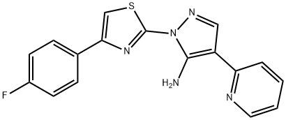 1-[4-(4-FLUOROPHENYL)-1,3-THIAZOL-2-YL]-4-(2-PYRIDINYL)-1H-PYRAZOL-5-AMINE 结构式