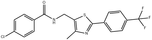 4-CHLORO-N-((4-METHYL-2-[4-(TRIFLUOROMETHYL)PHENYL]-1,3-THIAZOL-5-YL)METHYL)BENZENECARBOXAMIDE 结构式