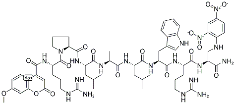 7-METHOXYCOUMARIN-4-ACETYL-ARG-PRO-LEU-ALA-LEU-TRP-ARG-L-A,B-DIAMINOPROPIONYL(2,4-DINITROPHENYL) AMIDE 结构式