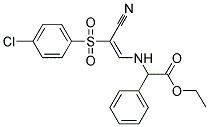 ETHYL 2-((2-((4-CHLOROPHENYL)SULFONYL)-2-NITRILOVINYL)AMINO)-2-PHENYLACETATE 结构式