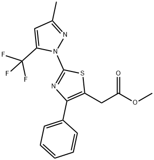 METHYL 2-(2-[3-METHYL-5-(TRIFLUOROMETHYL)-1H-PYRAZOL-1-YL]-4-PHENYL-1,3-THIAZOL-5-YL)ACETATE 结构式