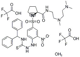 (S)-1-[4-(4-BENZHYDRYLTHIOSEMICARBAZIDO)-3-NITROBENZENESULFONYL]-PYRROLIDINE-2-CARBOXYLIC ACID [2-[(2-DIMETHYLAMINOETHYL)METHYLAMINO]ETHYL] AMIDE DI(TRIFLUOROACETATE) SALT HYDRATE 结构式