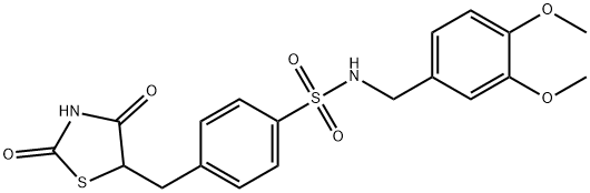 N-(3,4-DIMETHOXYBENZYL)-4-[(2,4-DIOXO-1,3-THIAZOLAN-5-YL)METHYL]BENZENESULFONAMIDE 结构式