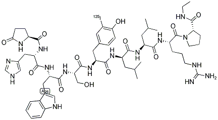 ([125I]-TYR)-(DES-GLY10,D-LEU6,PRO-NHET9)-LHRH 结构式