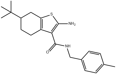 2-氨基-6-叔丁基-N-(4-甲苄基)-4,5,6,7-四氢苯并噻吩-3-甲酰胺 结构式