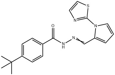 (E)-4-(叔丁基)-N'-((1-(噻唑-2-基)-1H-吡咯-2-基)亚甲基)苯甲酰肼 结构式