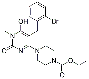 4-[5-(2-Bromo-benzyl)-6-hydroxy-1-methyl-2-oxo-1,2-dihydro-pyrimidin-4-yl]-piperazine-1-carboxylic acid ethyl ester 结构式