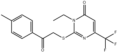 3-ETHYL-2-([2-(4-METHYLPHENYL)-2-OXOETHYL]SULFANYL)-6-(TRIFLUOROMETHYL)-4(3H)-PYRIMIDINONE 结构式