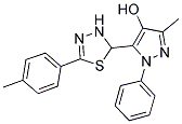 3-METHYL-5-[5-(4-METHYLPHENYL)-2,3-DIHYDRO-1,3,4-THIADIAZOL-2-YL]-1-PHENYL-1H-PYRAZOL-4-OL 结构式