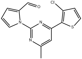 1-[4-(3-CHLORO-2-THIENYL)-6-METHYL-2-PYRIMIDINYL]-1H-PYRROLE-2-CARBALDEHYDE 结构式