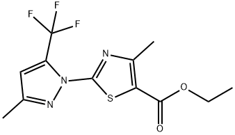 Ethyl 4-methyl-2-[3-methyl-5-(trifluoromethyl)-1H-pyrazol-1-yl]-1,3-thiazole-5-carboxylate 结构式