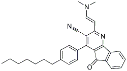 2-[(E)-2-(Dimethylamino)ethenyl]-4-(4-heptylphenyl)-5-oxo-5H-indeno[1,2-b]pyridine-3-carbonitrile 结构式