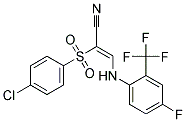 2-((4-CHLOROPHENYL)SULFONYL)-3-((4-FLUORO-2-(TRIFLUOROMETHYL)PHENYL)AMINO)PROP-2-ENENITRILE 结构式