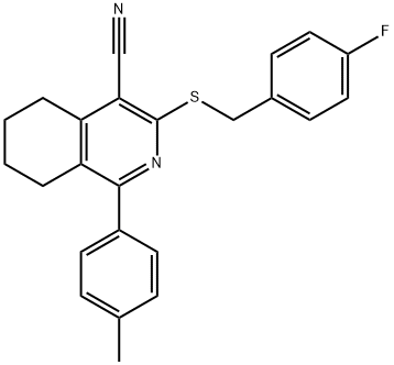 3-[(4-FLUOROBENZYL)SULFANYL]-1-(4-METHYLPHENYL)-5,6,7,8-TETRAHYDRO-4-ISOQUINOLINECARBONITRILE 结构式