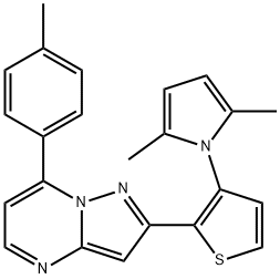 2-[3-(2,5-DIMETHYL-1H-PYRROL-1-YL)-2-THIENYL]-7-(4-METHYLPHENYL)PYRAZOLO[1,5-A]PYRIMIDINE 结构式