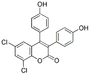 6,8-DICHLORO-3,4-DI-(4'-HYDROXYPHENYL)COUMARIN 结构式