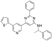 (1-PHENYL-ETHYL)-[2-PHENYL-6-(5-THIOPHEN-2-YL-PYRIDIN-3-YL)-PYRIMIDIN-4-YL]-AMINE 结构式