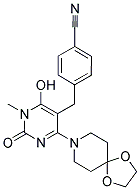 4-([4-(1,4-DIOXA-8-AZASPIRO[4.5]DEC-8-YL)-6-HYDROXY-1-METHYL-2-OXO-1,2-DIHYDROPYRIMIDIN-5-YL]METHYL)BENZONITRILE 结构式