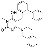 5-BIPHENYL-2-YLMETHYL-4-(3,4-DIHYDRO-1H-ISOQUINOLIN-2-YL)-6-HYDROXY-1-METHYL-1H-PYRIMIDIN-2-ONE 结构式