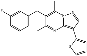 6-(3-FLUOROBENZYL)-5,7-DIMETHYL-3-(2-THIENYL)PYRAZOLO[1,5-A]PYRIMIDINE 结构式