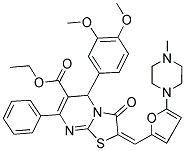 (E)-ETHYL 5-(3,4-DIMETHOXYPHENYL)-2-((5-(4-METHYLPIPERAZIN-1-YL)FURAN-2-YL)METHYLENE)-3-OXO-7-PHENYL-3,5-DIHYDRO-2H-THIAZOLO[3,2-A]PYRIMIDINE-6-CARBOXYLATE 结构式