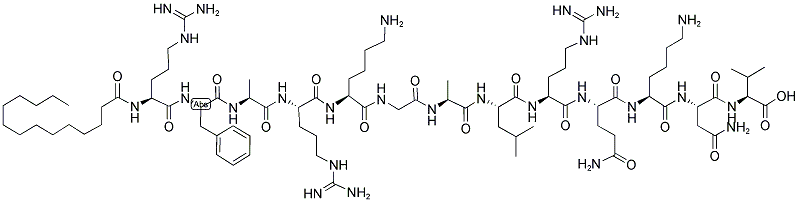 MYRISTOYL-ARG-PHE-ALA-ARG-LYS-GLY-ALA-LEU-ARG-GLN-LYS-ASN-VAL-OH 结构式