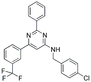 N-(4-CHLOROBENZYL)-2-PHENYL-6-[3-(TRIFLUOROMETHYL)PHENYL]PYRIMIDIN-4-AMINE 结构式