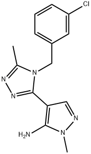 4-[4-(3-CHLOROBENZYL)-5-METHYL-4H-1,2,4-TRIAZOL-3-YL]-1-METHYL-1H-PYRAZOL-5-AMINE 结构式
