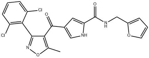 4-([3-(2,6-DICHLOROPHENYL)-5-METHYL-4-ISOXAZOLYL]CARBONYL)-N-(2-FURYLMETHYL)-1H-PYRROLE-2-CARBOXAMIDE 结构式
