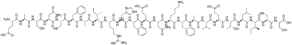 GLU-ALA-SER-ASN-CYS-PHE-ALA-ILE-ARG-HIS-PHE-GLU-ASN-LYS-PHE-ALA-VAL-GLU-THR-LEU-ILE-CYS-SER (DISULFIDE BRIDGE:CYS5-CYS22) 结构式