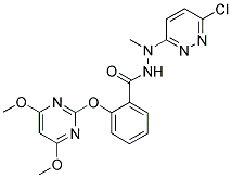 2-[(4,6-DIMETHOXYPYRIMIDIN-2-YL)OXY]BENZOIC ACID, 2-(6-CHLOROPYRIDAZIN-3-YL)-2-METHYLHYDRAZIDE 结构式
