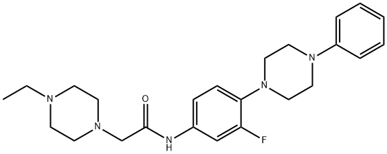 2-(4-ETHYLPIPERAZINO)-N-[3-FLUORO-4-(4-PHENYLPIPERAZINO)PHENYL]ACETAMIDE 结构式