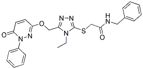 N-BENZYL-2-[(4-ETHYL-5-([(6-OXO-1-PHENYL-1,6-DIHYDRO-3-PYRIDAZINYL)OXY]METHYL)-4H-1,2,4-TRIAZOL-3-YL)SULFANYL]ACETAMIDE 结构式