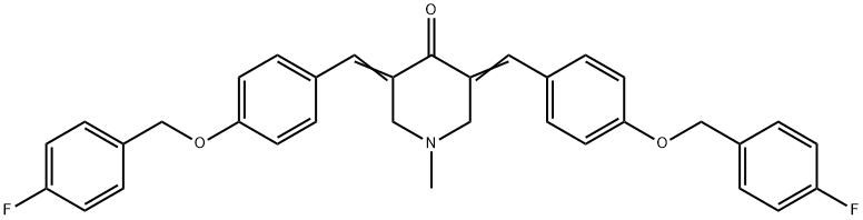 3,5-BIS((4-[(4-FLUOROBENZYL)OXY]PHENYL)METHYLENE)-1-METHYLTETRAHYDRO-4(1H)-PYRIDINONE 结构式