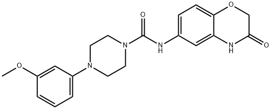 4-(3-METHOXYPHENYL)-N-(3-OXO-3,4-DIHYDRO-2H-1,4-BENZOXAZIN-6-YL)TETRAHYDRO-1(2H)-PYRAZINECARBOXAMIDE 结构式