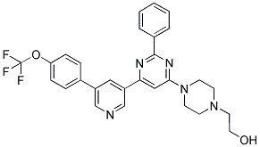 2-(4-(2-PHENYL-6-[5-(4-TRIFLUOROMETHOXY-PHENYL)-PYRIDIN-3-YL]-PYRIMIDIN-4-YL)-PIPERAZIN-1-YL)-ETHANOL 结构式