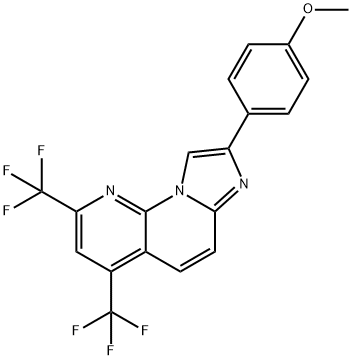 4-[2,4-Bis(trifluoromethyl)imidazo[1,2-a][1,8]naphthyridin-8-yl]phenyl methyl ether 结构式